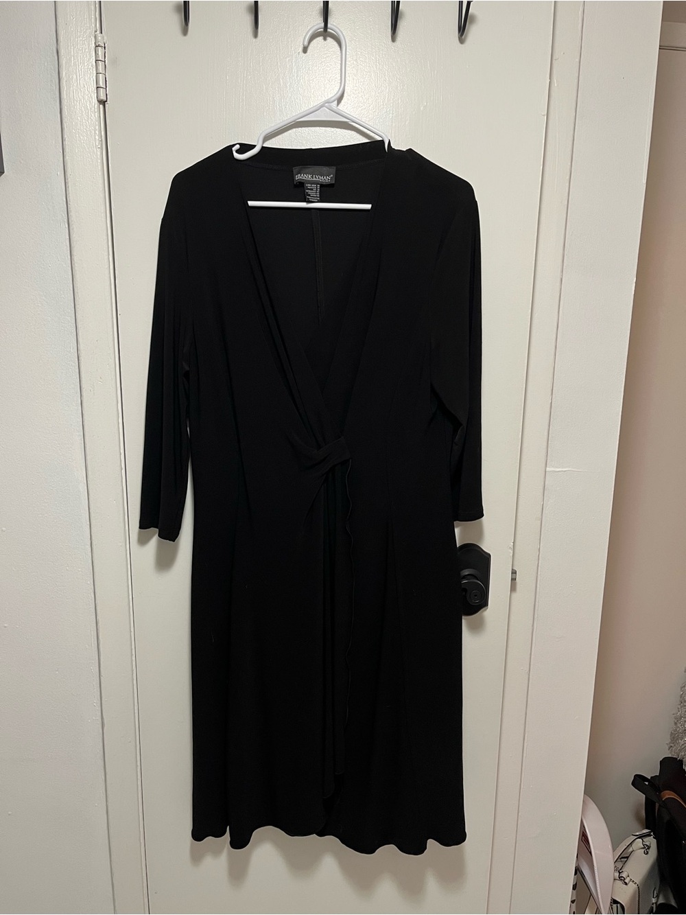 Frank Lyman Design Black Long Sleeve Wrap Dress - s14